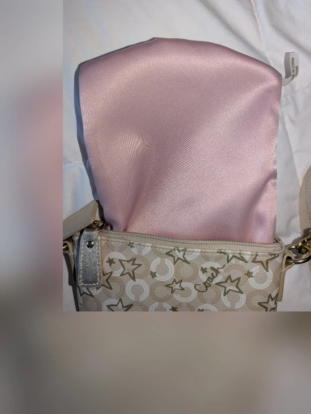 Coach Waverly Snow Queen Crossbody Bag With Signature C and Gold Stars